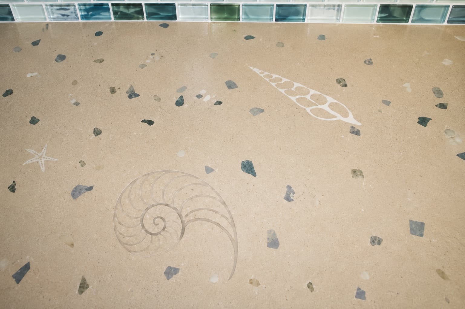 Recycled glass backsplash and sustainable concrete countertop — Koogler Homes green building