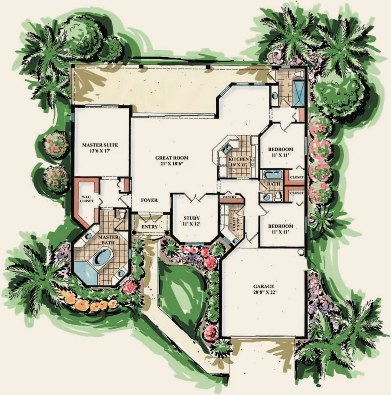 The Bellagio floor plan rendering — Koogler Homes