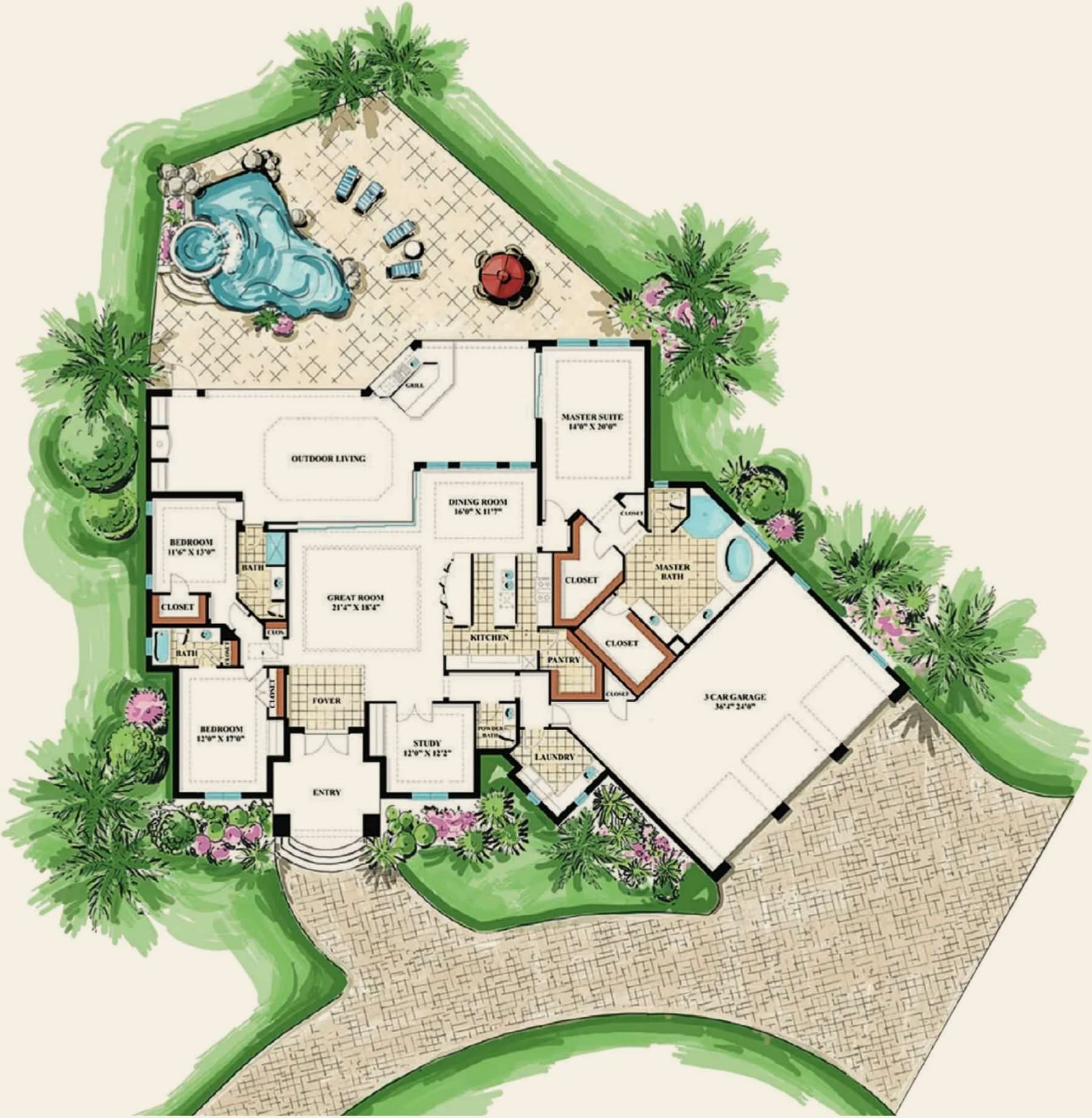 The Diamond floor plan rendering — Koogler Homes