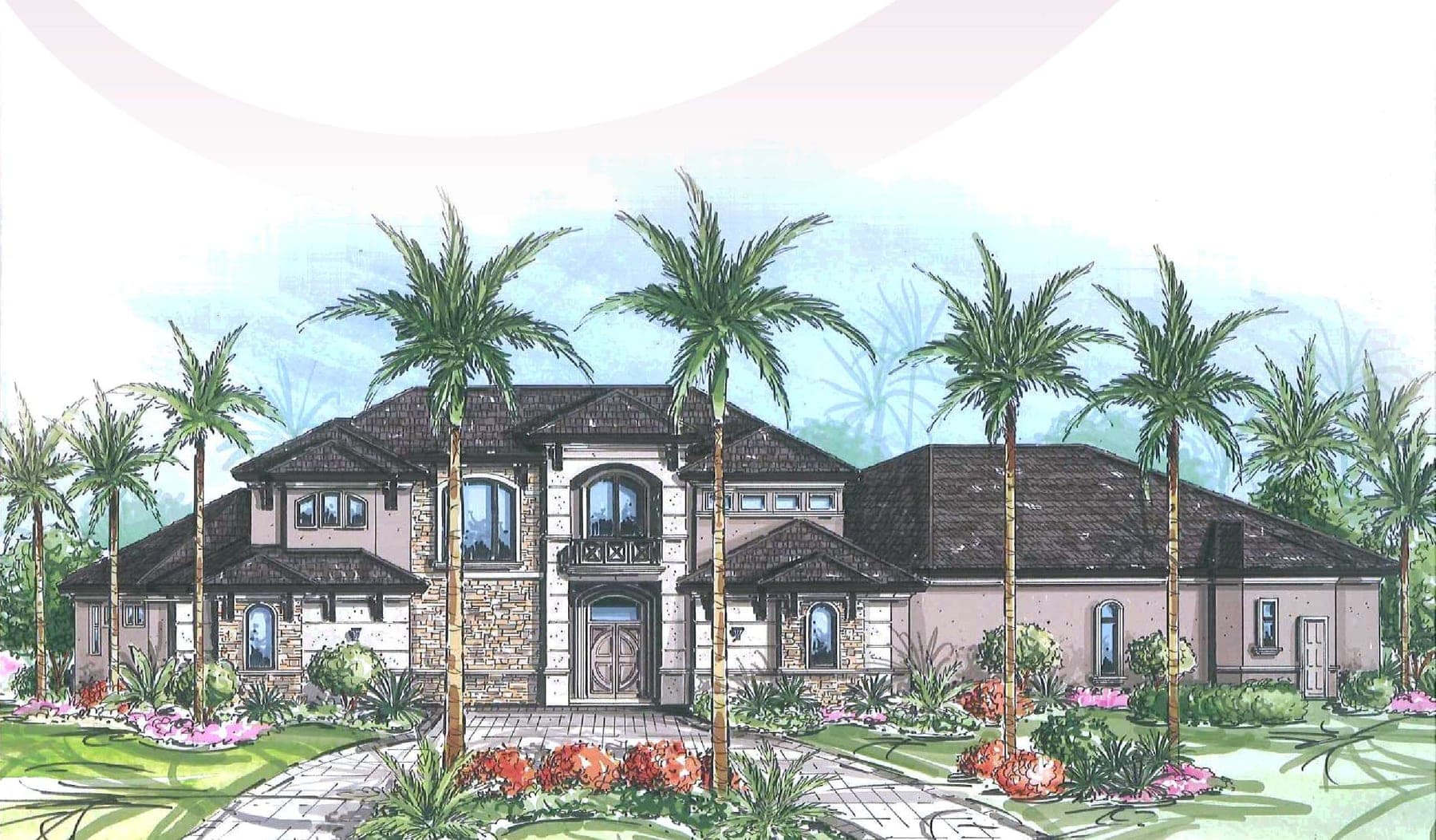The Harbor custom home front elevation by Koogler Homes, Cape Coral, FL