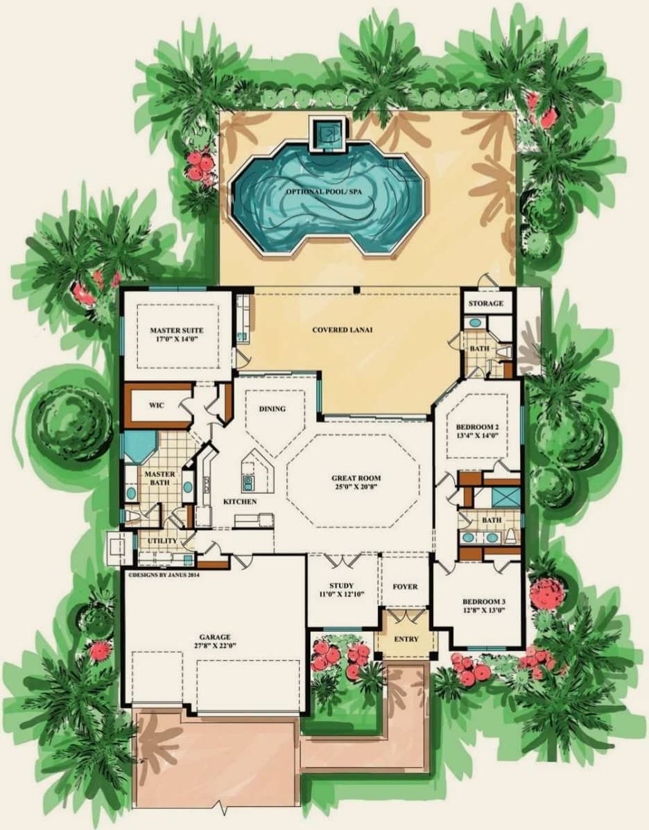 The Pearl floor plan rendering — Koogler Homes