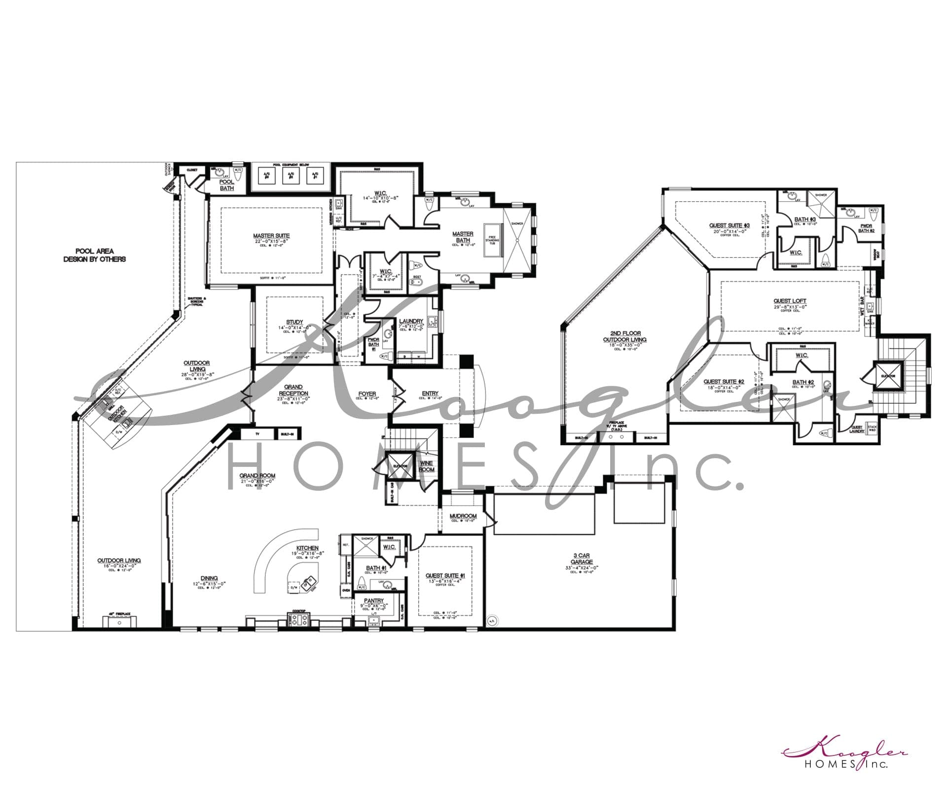 The Bluefin Bay floor plan rendering — Koogler Homes