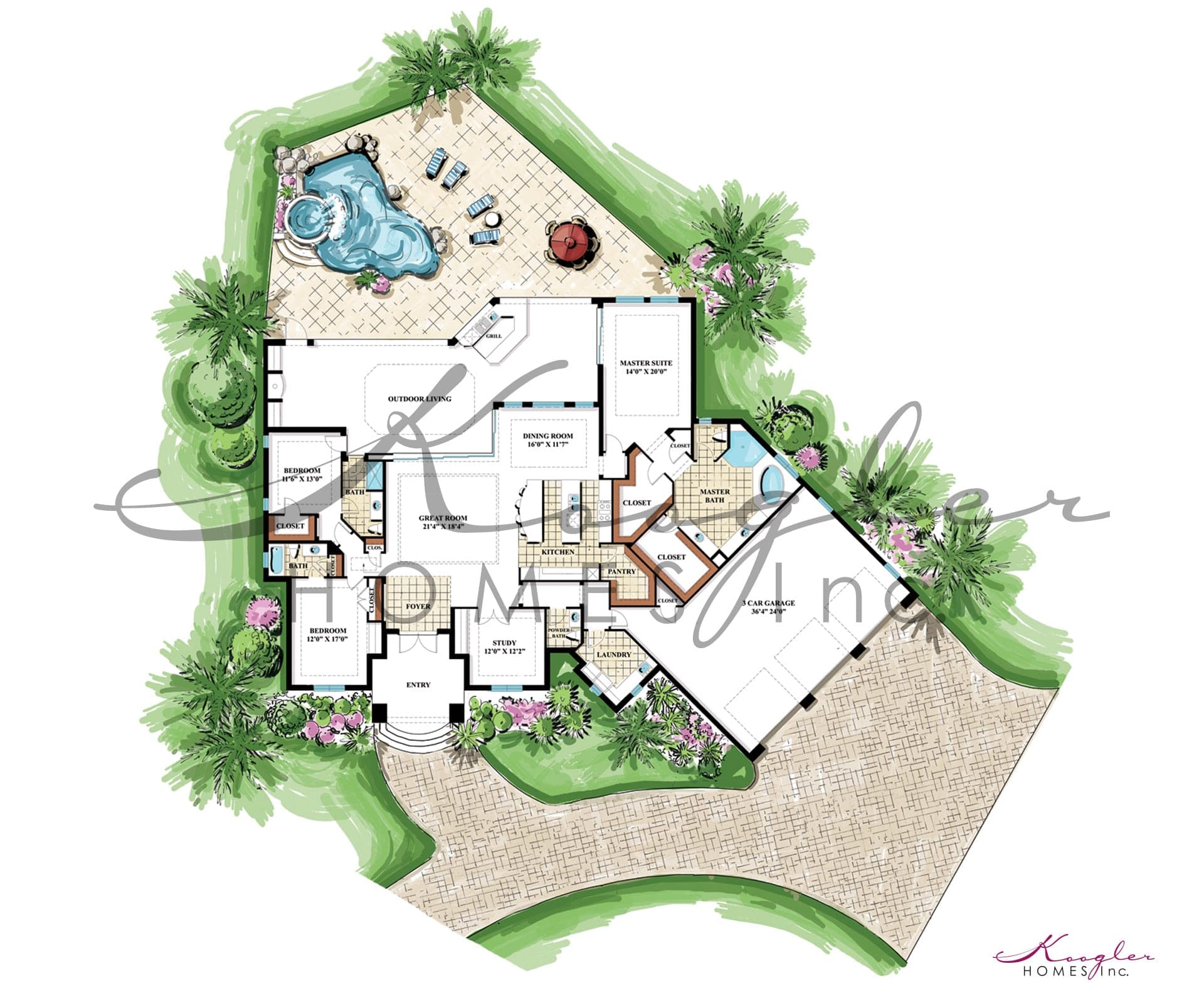 The Marquesa I floor plan rendering — Koogler Homes