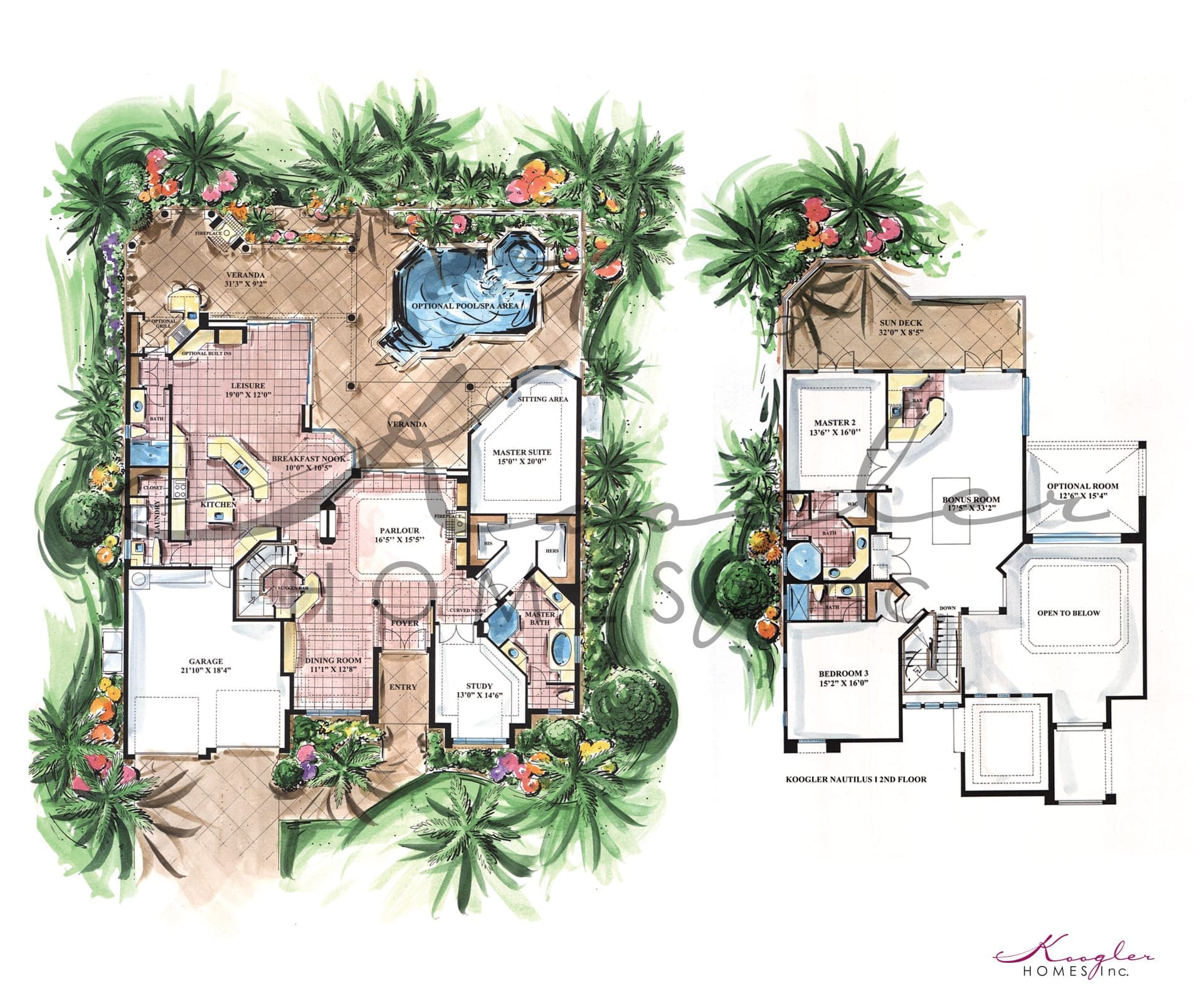 The Nautilus I floor plan rendering — Koogler Homes