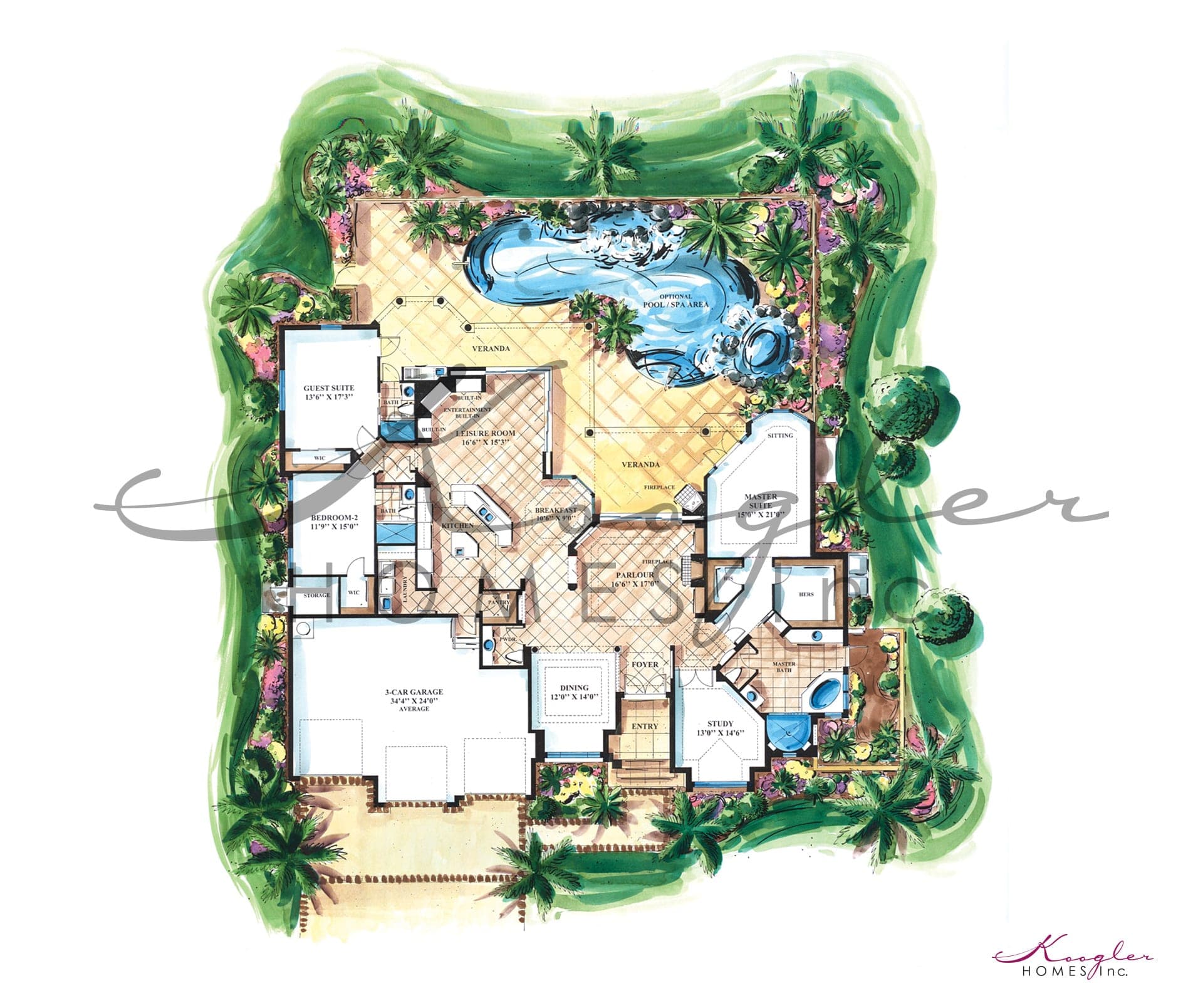 The Nautilus II floor plan rendering — Koogler Homes