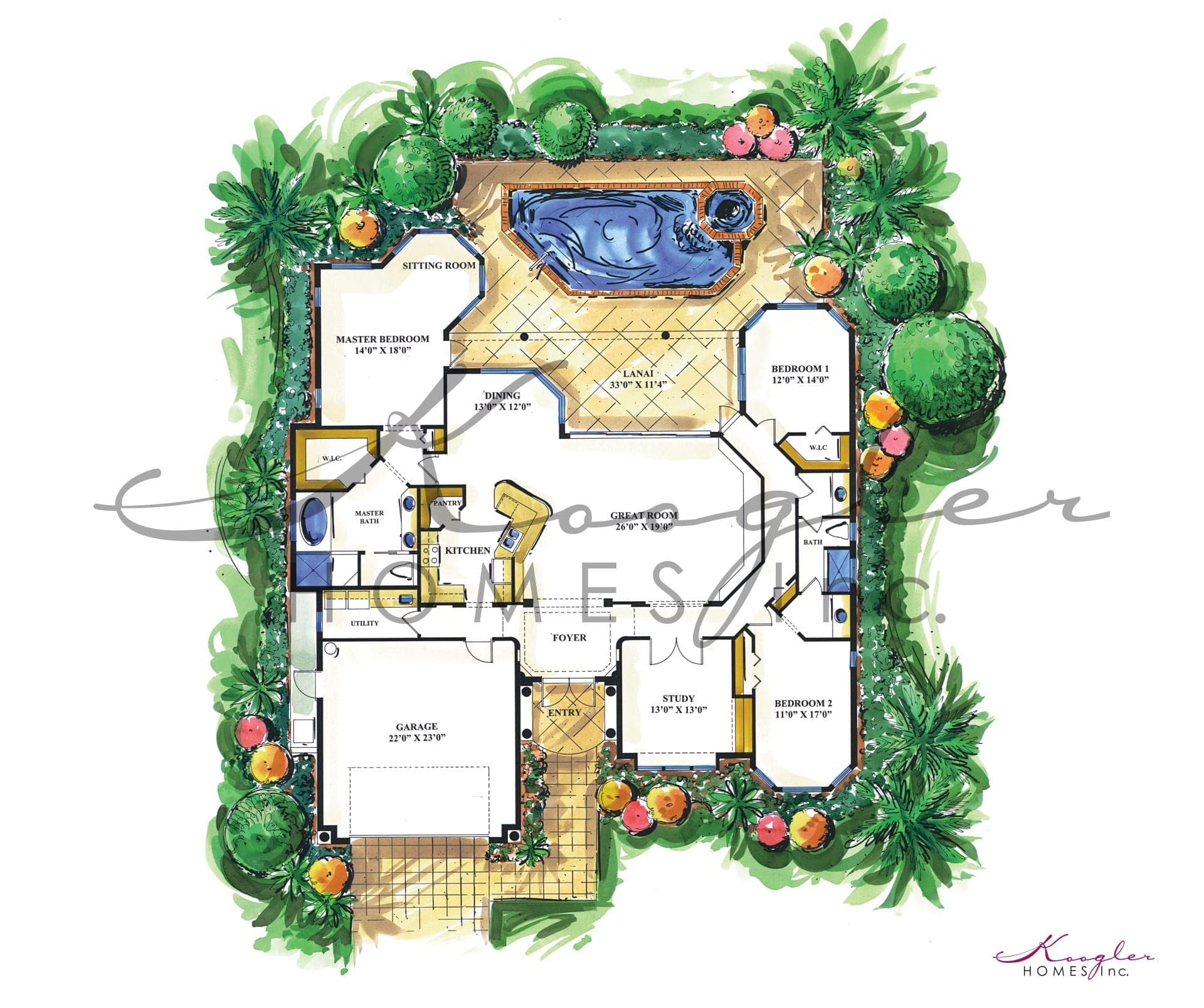 The Royale floor plan rendering — Koogler Homes