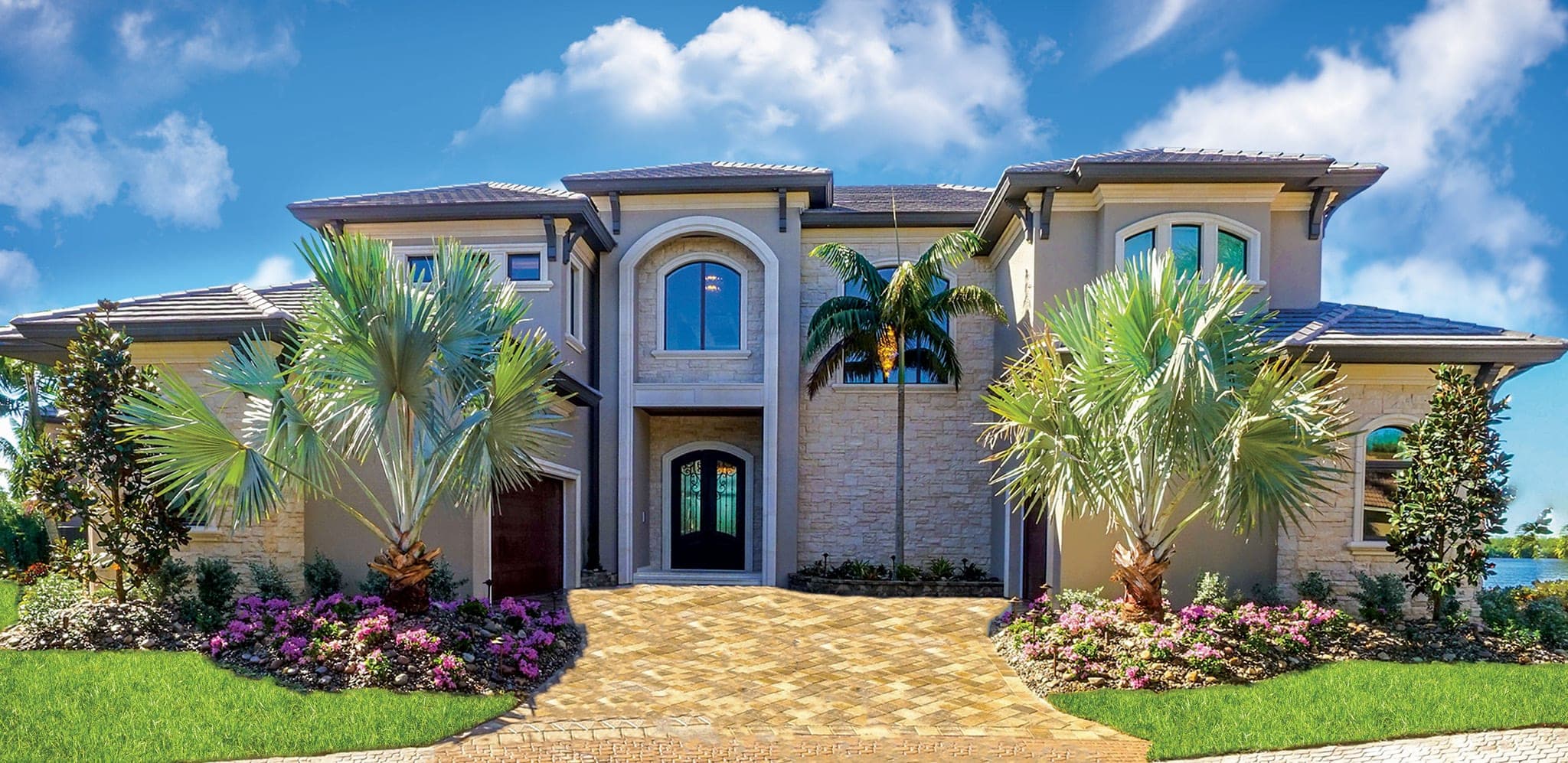 The Harbour Island custom home front elevation by Koogler Homes, Cape Coral, FL