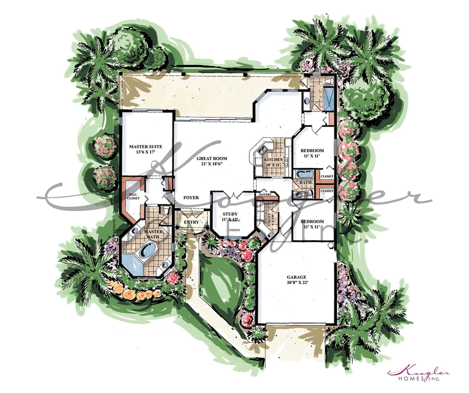 The Santorini floor plan rendering — Koogler Homes