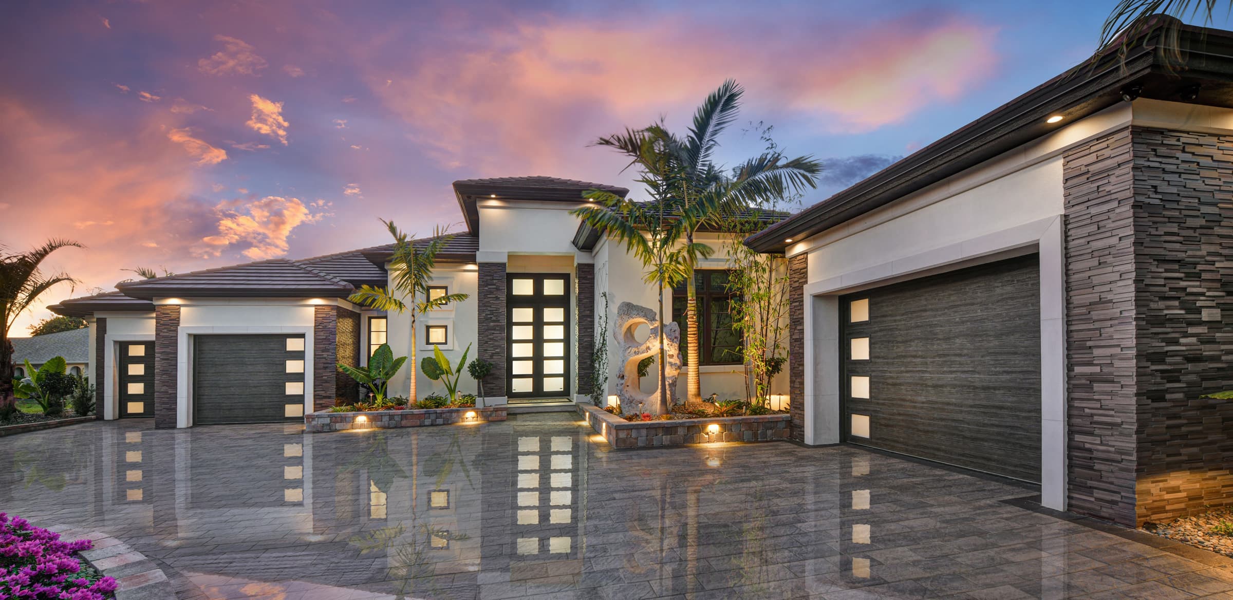 The Modern Jewel custom home front elevation by Koogler Homes, Cape Coral, FL