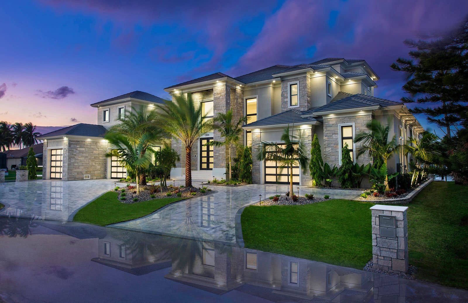 Riverside Retreat custom home front elevation by Koogler Homes, Cape Coral, FL
