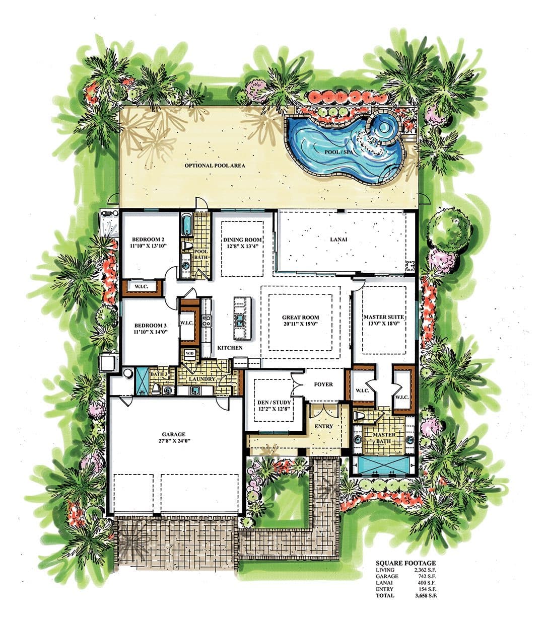 Captiva II floor plan rendering — Koogler Homes